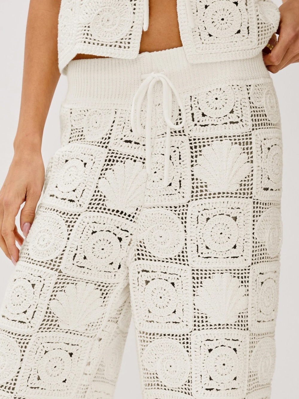 Rails x L*Space NWT crochet beach seashell maja pant cover up S white